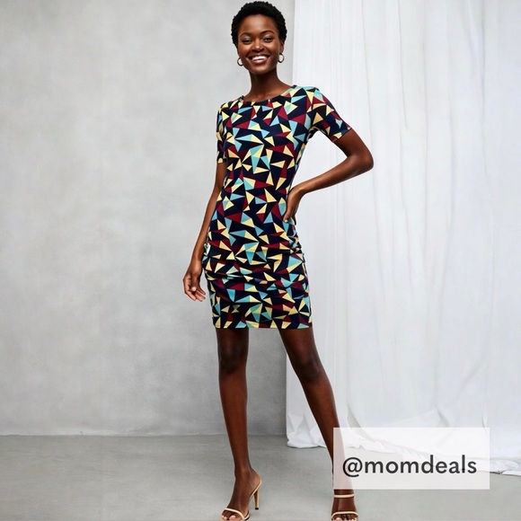 LulaRoe Julia Dress Small Soft High Scoop KneeLength Pencil Skirt Abstract S 4-6 - Picture 1 of 10